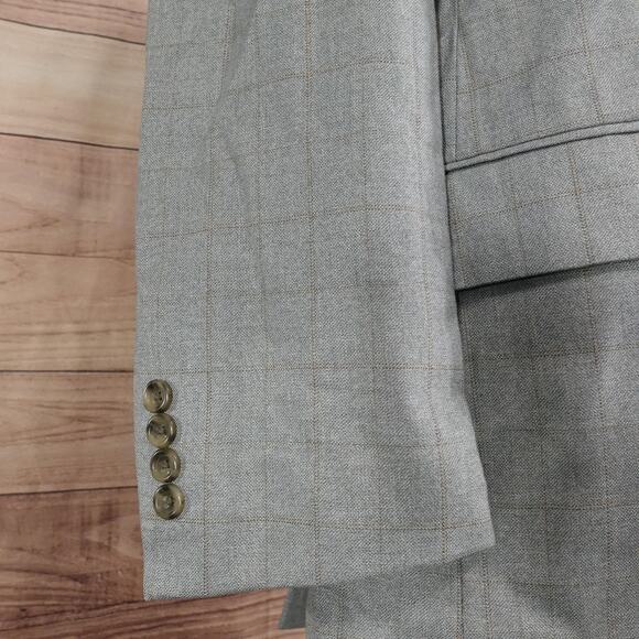 Pronto Uomo Platinum Sport Coat Mens 42R Gray Silk Wool Windowpane Blazer - Picture 4 of 13
